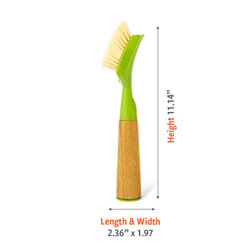 Full Circle Suds Up, Soap Dispensing Dish Brush, Tough Plant-Fiber Bristles & Sustainable Bamboo Handle, Safe for Nonstick - Image 3